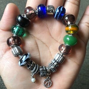 Authentic Pandora Bracelet Jewelry with 19 Charms